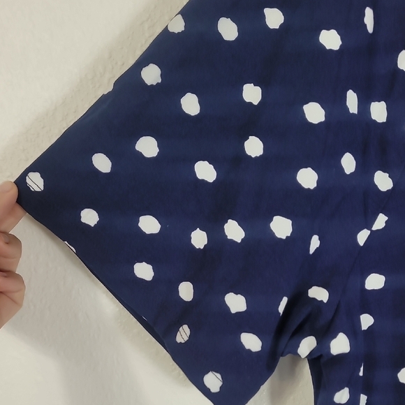 NWT Talbots Polka Dot Short Sleeve Shirt Size 3X Navy White Rayon Casual Boxy - Picture 4 of 12